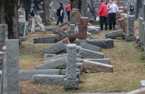 Brookings cover page: Local and national media report on more than 170 toppled Jewish headstones after a weekend vandalism attack on Chesed Shel Emeth Cemetery in University City, a suburb of St Louis, Missouri, U.S. February 21, 2017. REUTERS/Tom Gannam